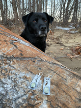 Load image into Gallery viewer, Sterling Silver Great Blue Heron and Rosecut Prehnite Earrings