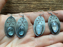 Load image into Gallery viewer, Sterling Silver Snowflake Earrings with Rainbow Moonstone