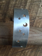 Load image into Gallery viewer, Handcut Sterling Silver Stars and Moon Cuff Bracelet
