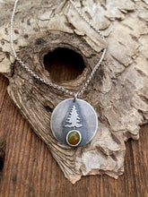 Load image into Gallery viewer, Sky Cloud Turquoise and Pine Tree Necklace
