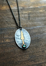 Load image into Gallery viewer, Keum-boo Golden Pine Tree and Green Maine Tourmaline Necklace