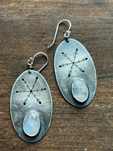 Load image into Gallery viewer, Sterling Silver Snowflake Earrings with Rainbow Moonstone