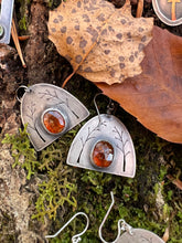 Load image into Gallery viewer, Arched Trees Sterling Silver Earrings with Rosecut Orange Kyanite