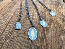 Load image into Gallery viewer, Golden Heron Under the Crescent Moon Necklace (OOAK)