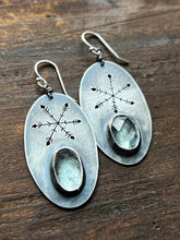 Load image into Gallery viewer, Aquamarine and Sterling Silver Snowflake Earrings