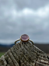 Load image into Gallery viewer, Maine watermelon tourmaline ring with 14k gold bezel on sterling band