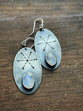 Load image into Gallery viewer, Sterling Silver Snowflake Earrings with Rainbow Moonstone