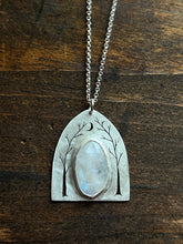 Load image into Gallery viewer, Rainbow Moonstone River Wood Cathedral Necklace