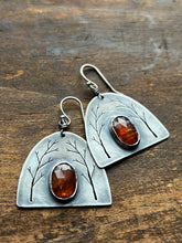 Load image into Gallery viewer, Arched Trees Sterling Silver Earrings with Rosecut Orange Kyanite