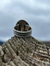 Load image into Gallery viewer, Orange kyanite with a triple wire band ring