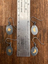 Load image into Gallery viewer, Gold Moon Dangle Earrings
