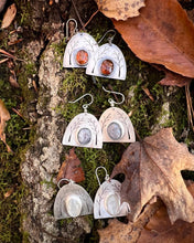 Load image into Gallery viewer, Arched Trees Sterling Silver Earrings with Rosecut White Moonstones