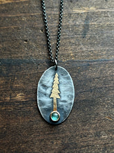 Load image into Gallery viewer, Keum-boo Golden Pine Tree and Green Maine Tourmaline Necklace