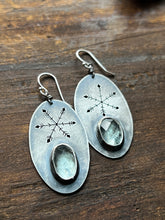 Load image into Gallery viewer, Aquamarine and Sterling Silver Snowflake Earrings