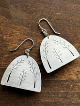 Load image into Gallery viewer, Arched Trees Sterling Silver Earrings with Rosecut Grey Star Sapphires