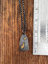 Load image into Gallery viewer, Golden Heron Under the Crescent Moon Necklace (OOAK)