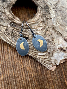 Gold Moon Dangle Earrings