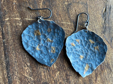 Load image into Gallery viewer, Gold-Flecked Aspen Leaf Earrings in 24K Gold and Silver
