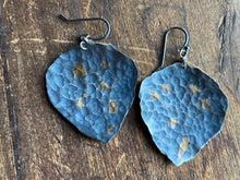 Load image into Gallery viewer, Gold-Flecked Aspen Leaf Earrings in 24K Gold and Silver