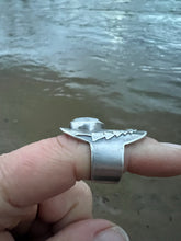 Load image into Gallery viewer, Made To Order In The Pines Saddle Ring with Rosecut Rainbow Moonstone Ring