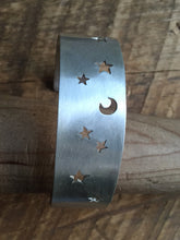 Load image into Gallery viewer, Handcut Sterling Silver Stars and Moon Cuff Bracelet
