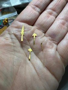 Keum-boo Golden Teacher Mushroom Earrings with Maine Amethyst