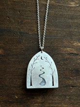 Load image into Gallery viewer, Rainbow Moonstone River Wood Cathedral Necklace
