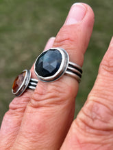 Load image into Gallery viewer, Orange kyanite with a triple wire band ring
