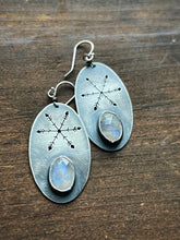 Load image into Gallery viewer, Sterling Silver Snowflake Earrings with Rainbow Moonstone
