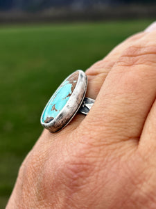 Sky cloud turquoise on a pine tree band ring