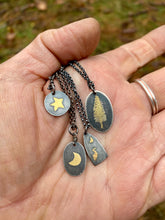 Load image into Gallery viewer, Golden Heron Under the Crescent Moon Necklace (OOAK)
