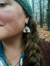 Load image into Gallery viewer, Arched Trees Sterling Silver Earrings with Rosecut Orange Kyanite
